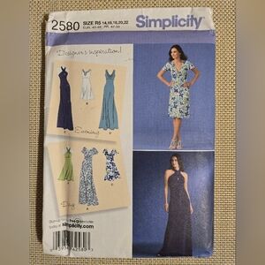 Dress Sewing Pattern by Simplicity #2580 Size R5 14W-22W Multiple style options